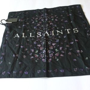 All Saints Black and Purple Floral Scarf